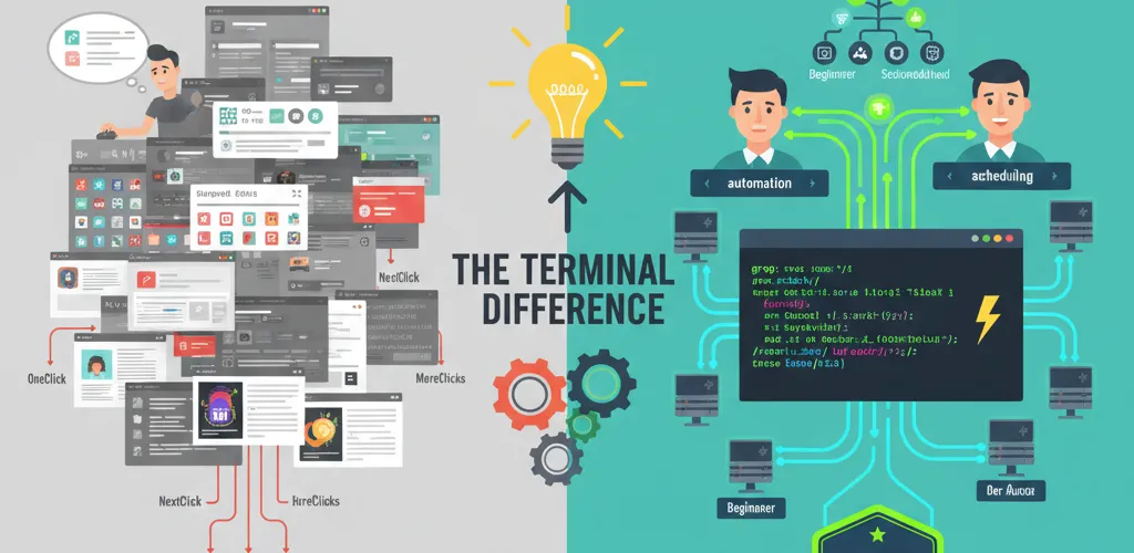 Blog post image for 7 Reasons Learning the Linux Terminal is Worth It (Even for Beginners) - Seven concrete reasons the Linux terminal is worth learning: commands are easier to remember than they look, text beats clicking through GUI menus, commands stay stable across versions, and scripts can automate what a GUI cannot.