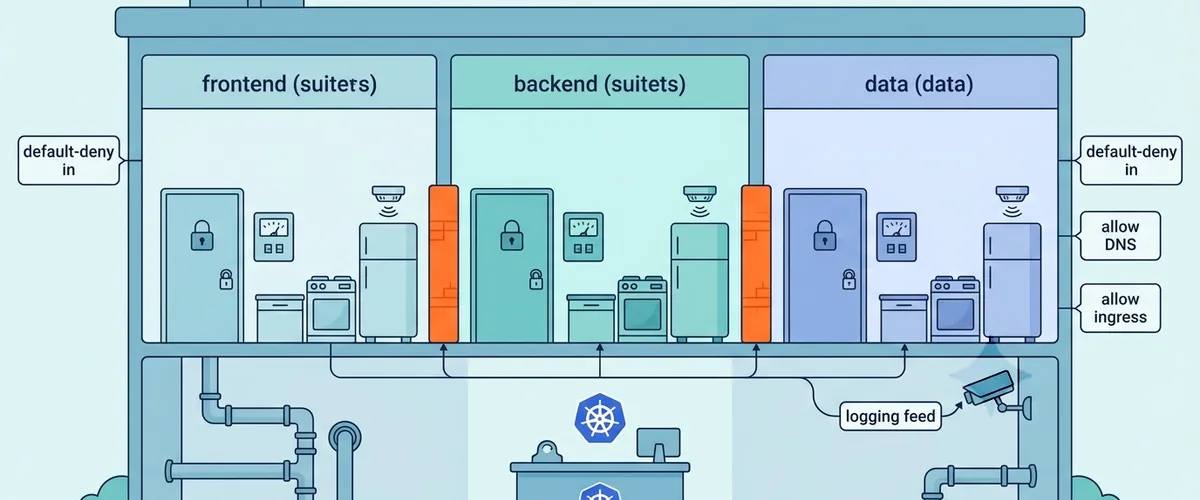 Blog post image for Kubernetes Namespaces: Organize, Isolate, and Secure Multi-Team Clusters - Sharing one Kubernetes cluster across teams without the chaos. This dev tip walks through layered namespace isolation: ResourceQuotas, LimitRanges, default-deny NetworkPolicies, and namespace-scoped RBAC, with copy-paste manifests and a Terraform example.